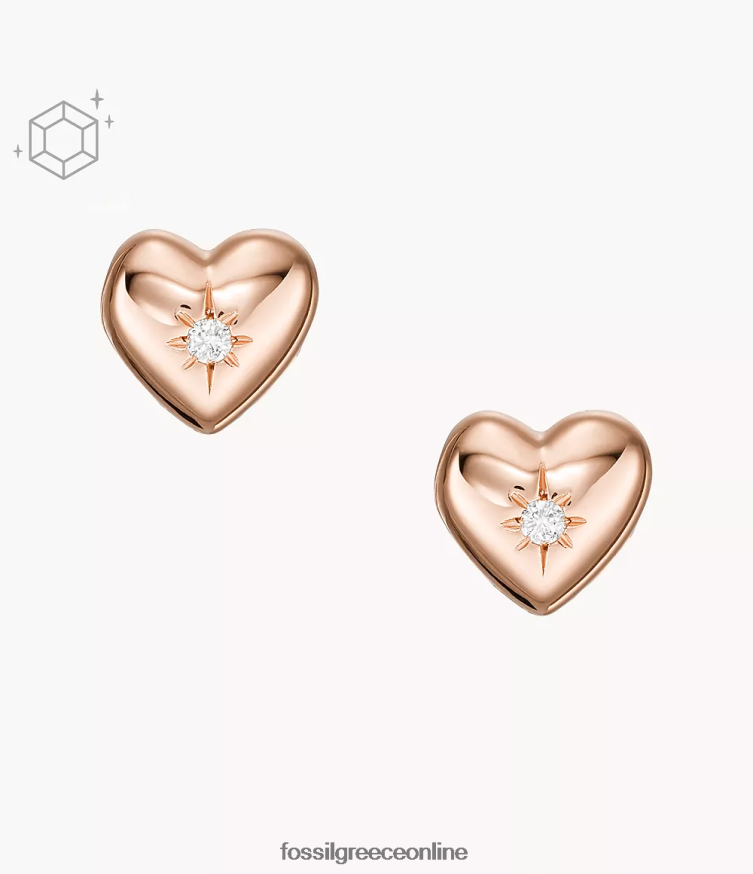 Fossil γυναίκες αληθινή αγάπη 14k επιμεταλλωμένα διαφανή εργαστηριακά καρφωτά σκουλαρίκια με διαμάντια FVT06R1056 κοσμήματα ροζ χρυσός