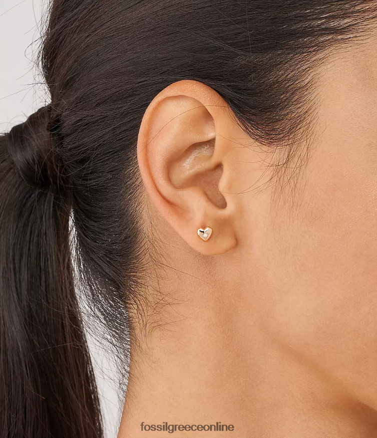 Fossil γυναίκες αληθινή αγάπη 14k επιμεταλλωμένα διαφανή εργαστηριακά καρφωτά σκουλαρίκια με διαμάντια FVT06R1056 κοσμήματα ροζ χρυσός