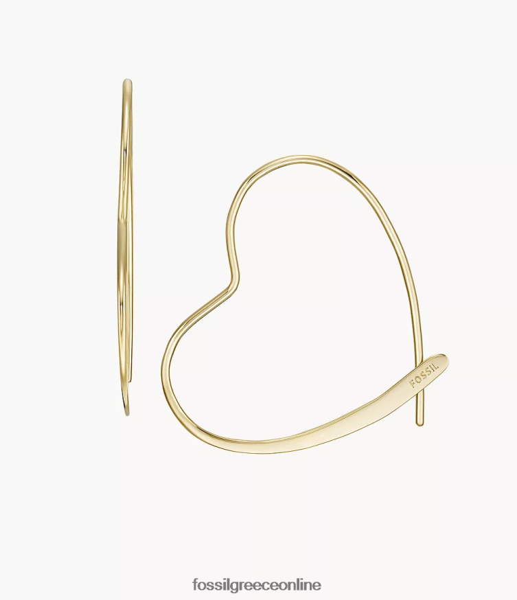 Fossil γυναίκες όλα στοιβαγμένα ορειχάλκινα σκουλαρίκια κρίκοι FVT06R1036 κοσμήματα χρυσός τόνος