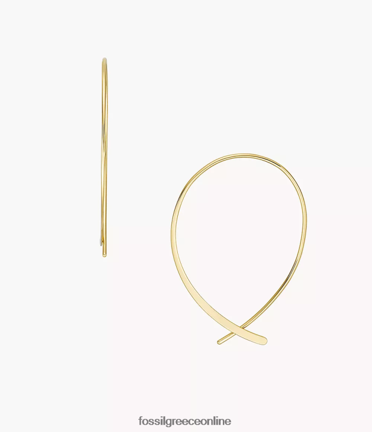 Fossil γυναίκες όλα στοιβαγμένα ορειχάλκινα σκουλαρίκια κρίκοι FVT06R1039 κοσμήματα χρυσός τόνος