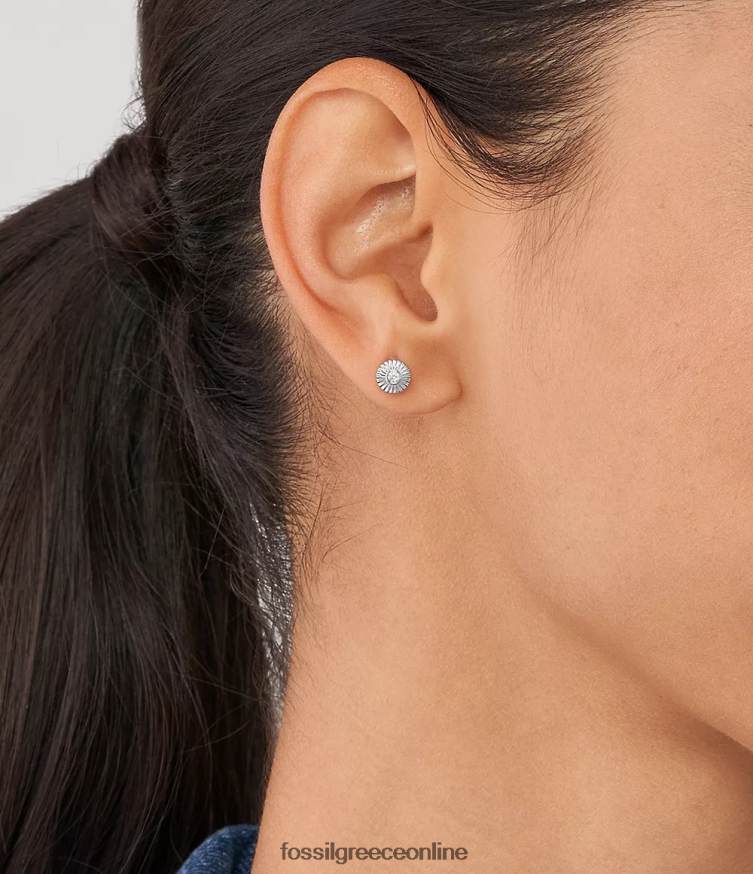 Fossil γυναίκες σκουλαρίκια με κυκλική υφή FVT06R1055 κοσμήματα ασήμι