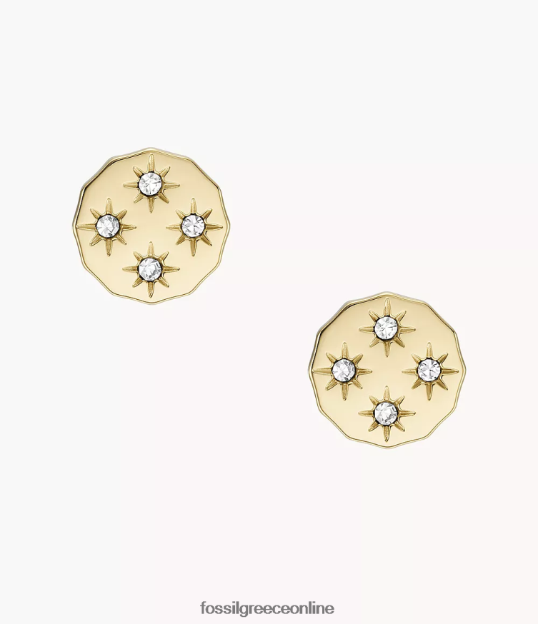 Fossil γυναίκες καρφωτά σκουλαρίκια από ανοξείδωτο ατσάλι με χτενισμένη άκρη FVT06R1061 κοσμήματα χρυσός τόνος