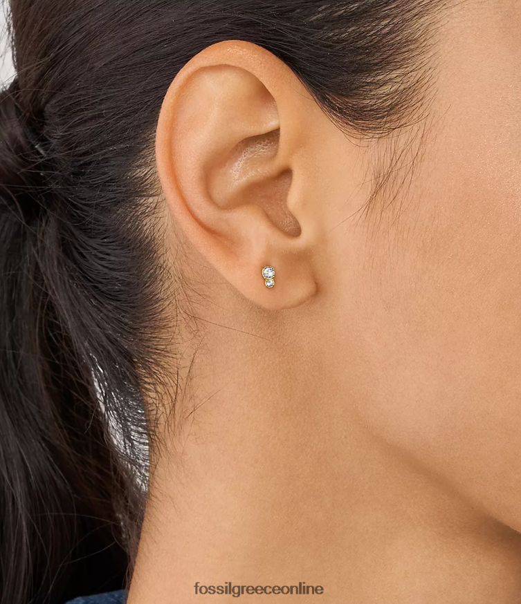 Fossil γυναίκες όλα στοιβαγμένα σκουλαρίκια από ανοξείδωτο χάλυβα FVT06R1064 κοσμήματα χρυσός τόνος