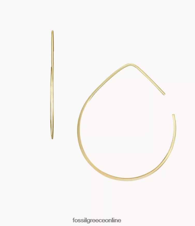 Fossil γυναίκες όλα στοιβαγμένα ορειχάλκινα σκουλαρίκια κρίκοι FVT06R1066 κοσμήματα χρυσός τόνος