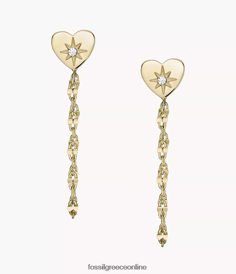 Fossil γυναίκες όλα στοιβαγμένα σκουλαρίκια από ανοξείδωτο ατσάλι μπροστά προς τα πίσω FVT06R1068 κοσμήματα χρυσός τόνος