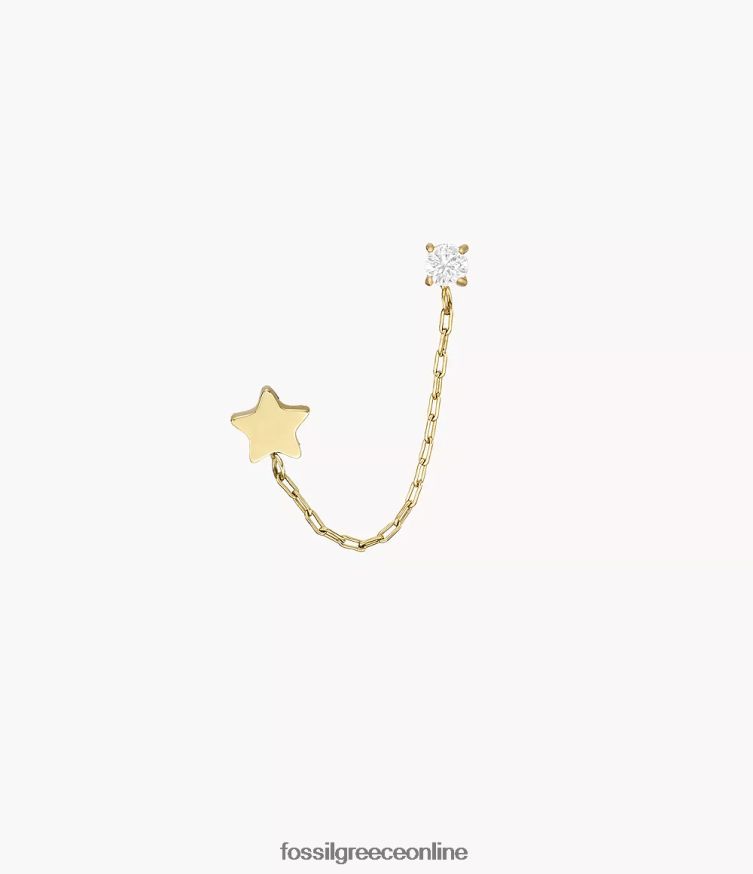 Fossil γυναίκες Σκουλαρίκι από ανοξείδωτο χάλυβα στοιβαγμένο μονό ορειβατικό FVT06R1071 κοσμήματα χρυσός τόνος