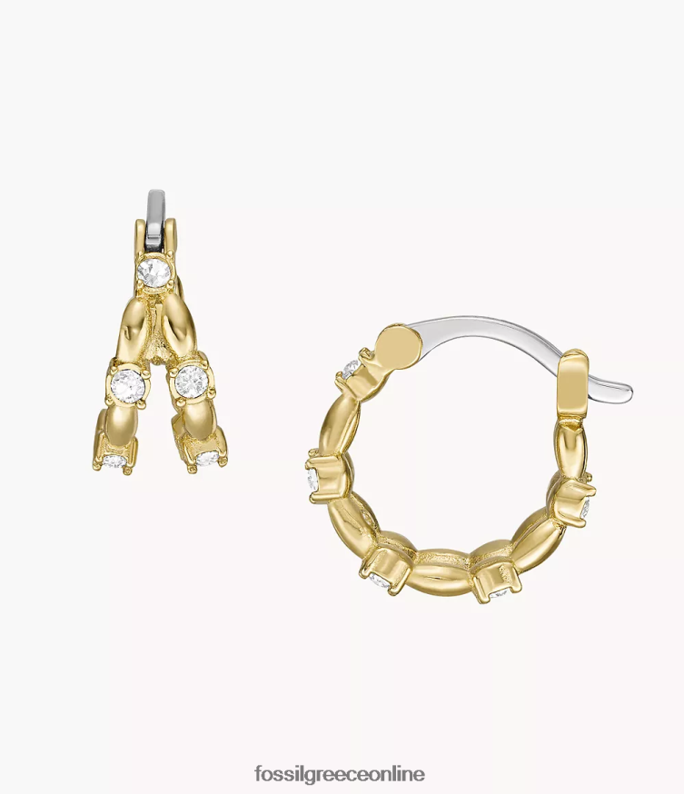 Fossil γυναίκες όλα στοιβαγμένα σκουλαρίκια από ανοξείδωτο ατσάλι FVT06R1072 κοσμήματα χρυσός τόνος