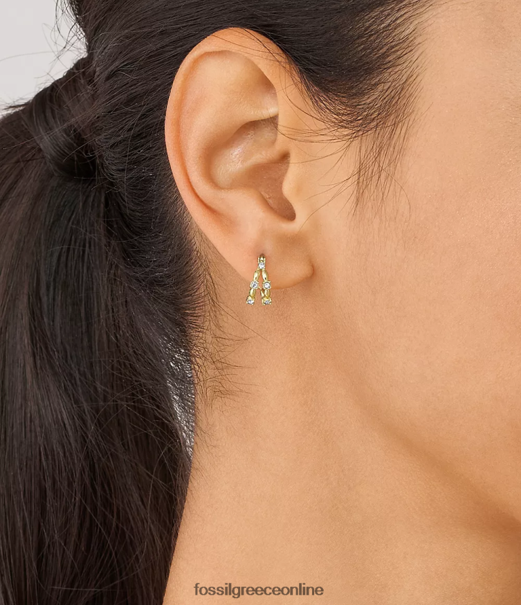 Fossil γυναίκες όλα στοιβαγμένα σκουλαρίκια από ανοξείδωτο ατσάλι FVT06R1072 κοσμήματα χρυσός τόνος