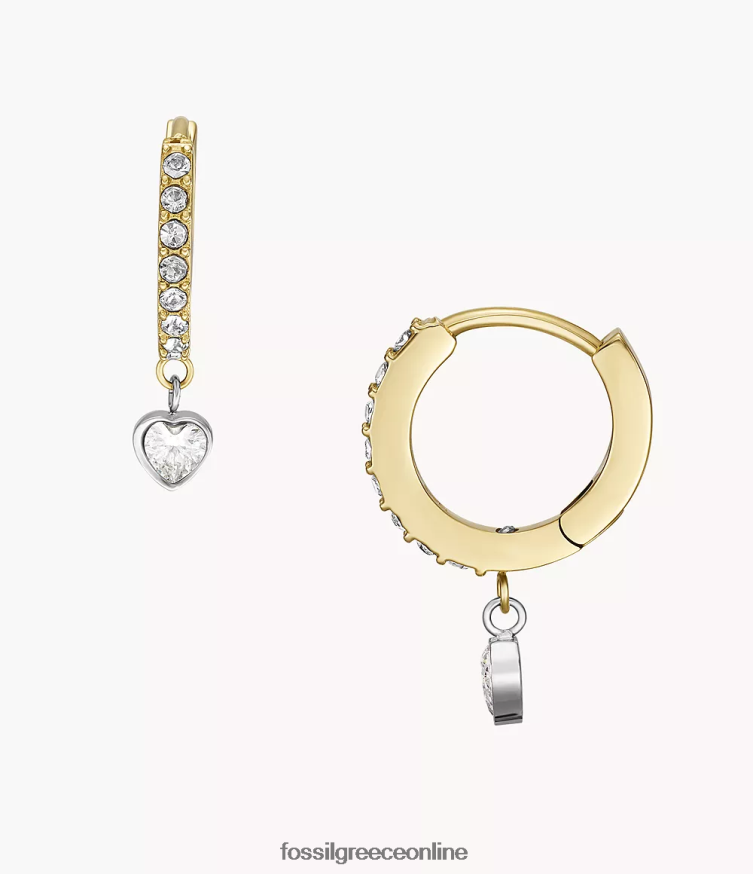 Fossil γυναίκες σκουλαρίκια με κρίκοι από ανοξείδωτο ατσάλι FVT06R1076 κοσμήματα διχρωμία