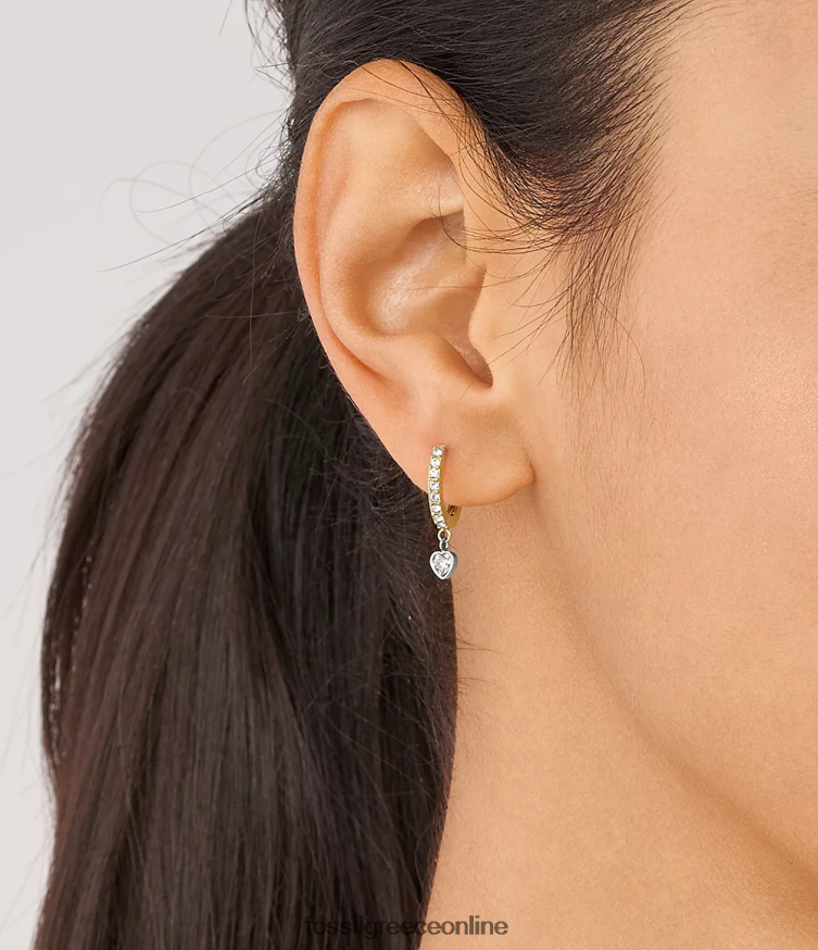 Fossil γυναίκες σκουλαρίκια με κρίκοι από ανοξείδωτο ατσάλι FVT06R1076 κοσμήματα διχρωμία