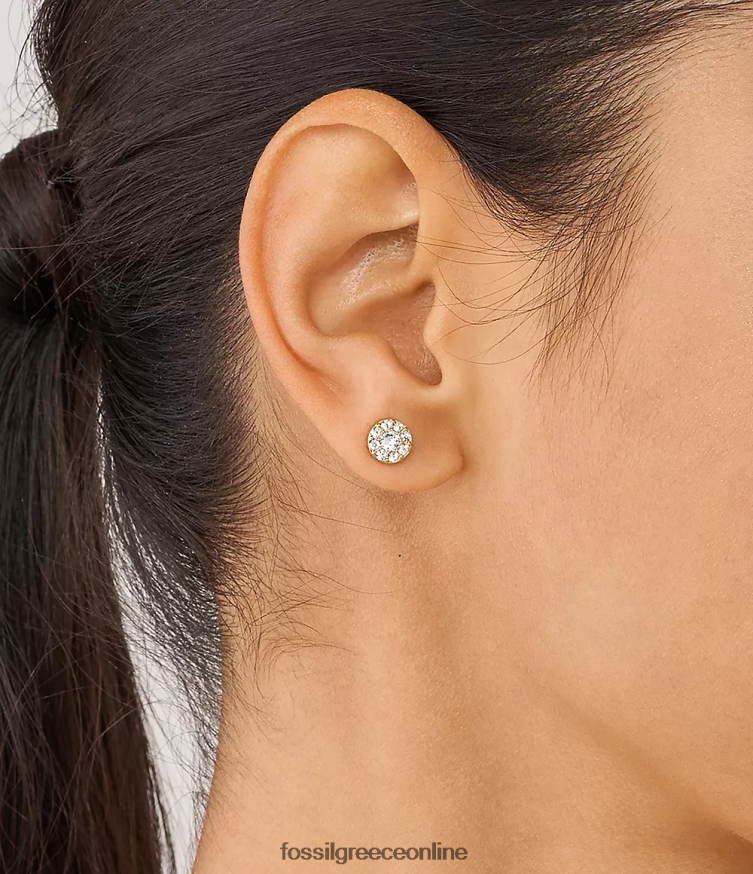 Fossil γυναίκες όλα στοιβαγμένα σκουλαρίκια από ανοξείδωτο χάλυβα FVT06R1078 κοσμήματα χρυσός τόνος