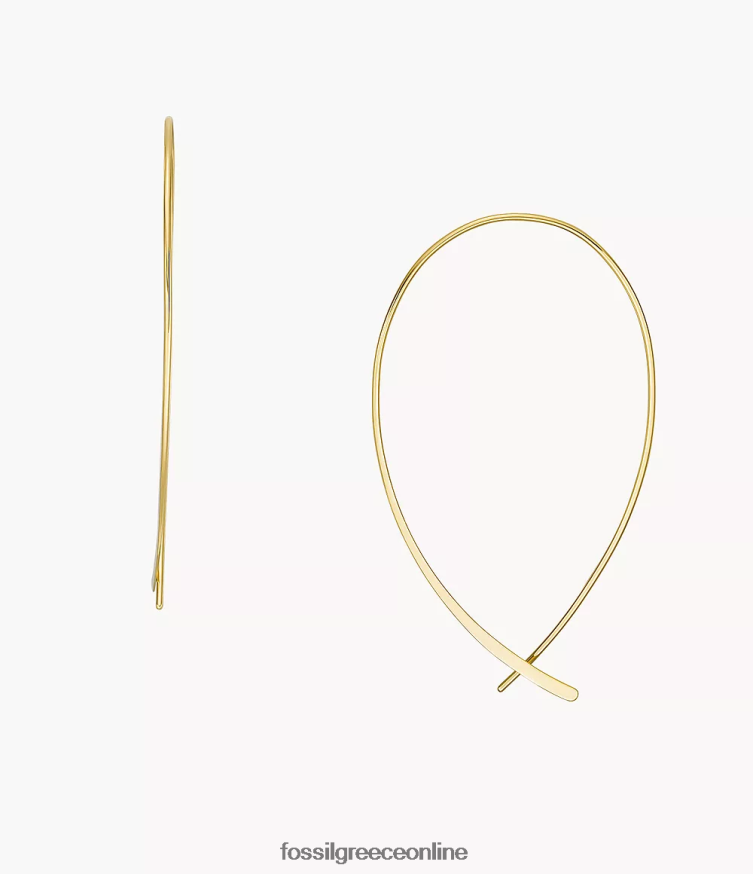 Fossil γυναίκες όλα στοιβαγμένα ορειχάλκινα σκουλαρίκια κρίκοι FVT06R1080 κοσμήματα χρυσός τόνος