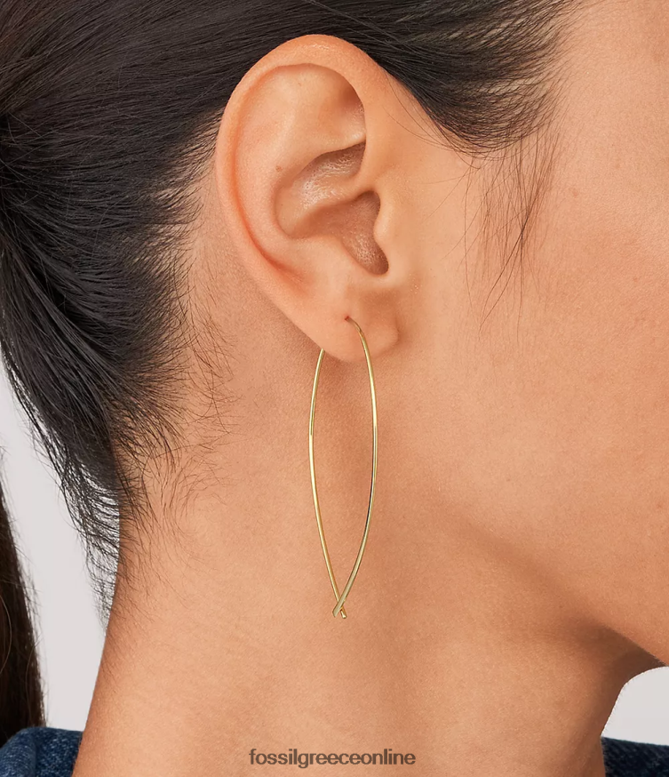 Fossil γυναίκες όλα στοιβαγμένα ορειχάλκινα σκουλαρίκια κρίκοι FVT06R1080 κοσμήματα χρυσός τόνος