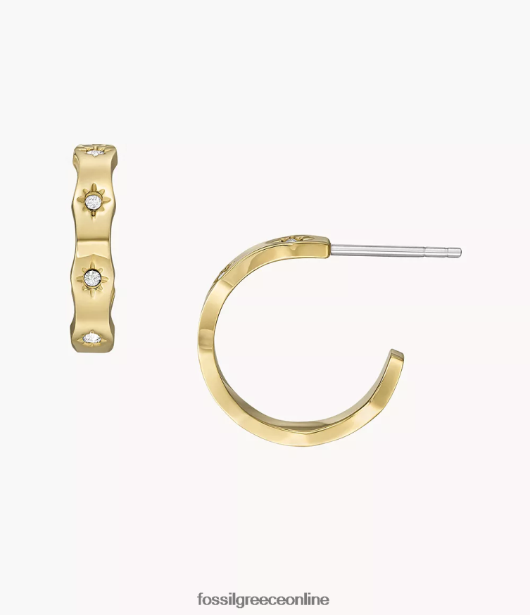 Fossil γυναίκες Σκουλαρίκια με κρίκο από ανοξείδωτο ατσάλι με χτένισμα FVT06R1083 κοσμήματα χρυσός τόνος