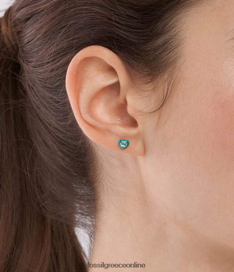 Fossil γυναίκες καρφωτά σκουλαρίκια ποπ καρδιά χρώματος FVT06R1086 κοσμήματα μπλε