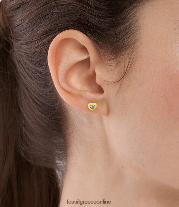 Fossil γυναίκες καρφωτά σκουλαρίκια ποπ καρδιά χρώματος FVT06R1087 κοσμήματα κίτρινος
