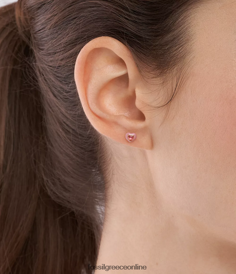 Fossil γυναίκες καρφωτά σκουλαρίκια ποπ καρδιά χρώματος FVT06R1088 κοσμήματα ροζ