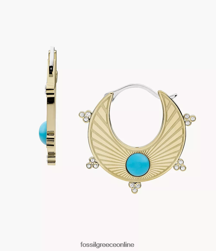 Fossil γυναίκες σκουλαρίκια με κρίκοι ήλιου του Τέξας FVT06R1205 κοσμήματα τουρκουάζ