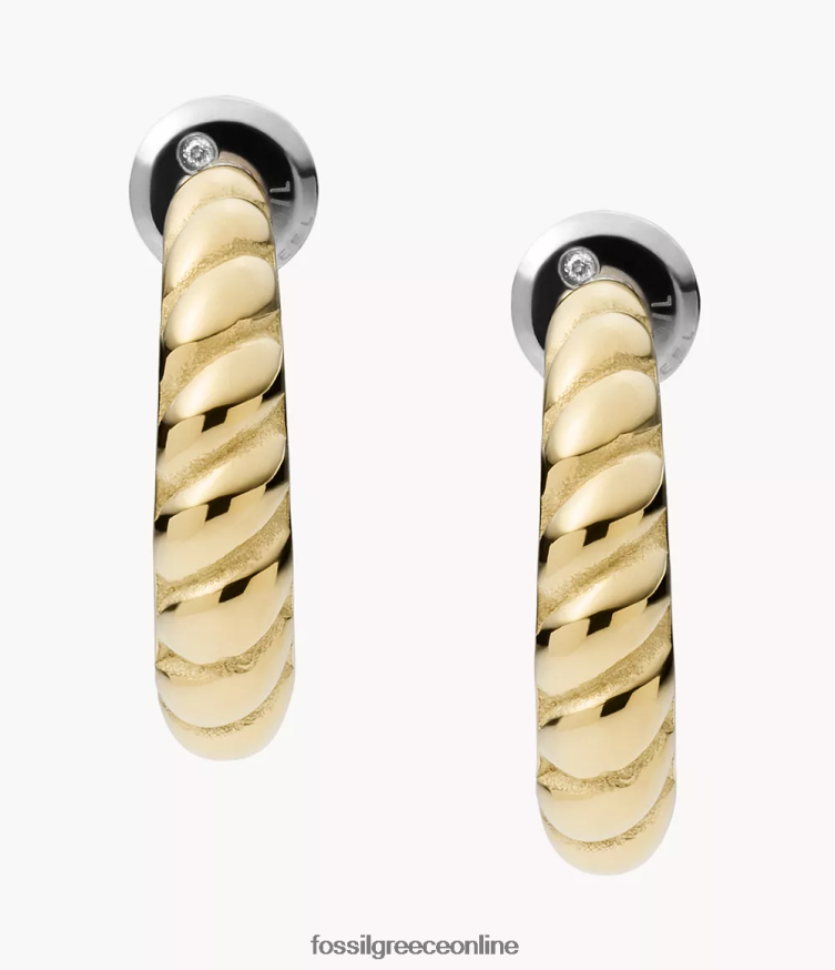 Fossil γυναίκες Sadie vintage twists σκουλαρίκια κρίκοι από ανοξείδωτο ατσάλι FVT06R1060 κοσμήματα χρυσός τόνος