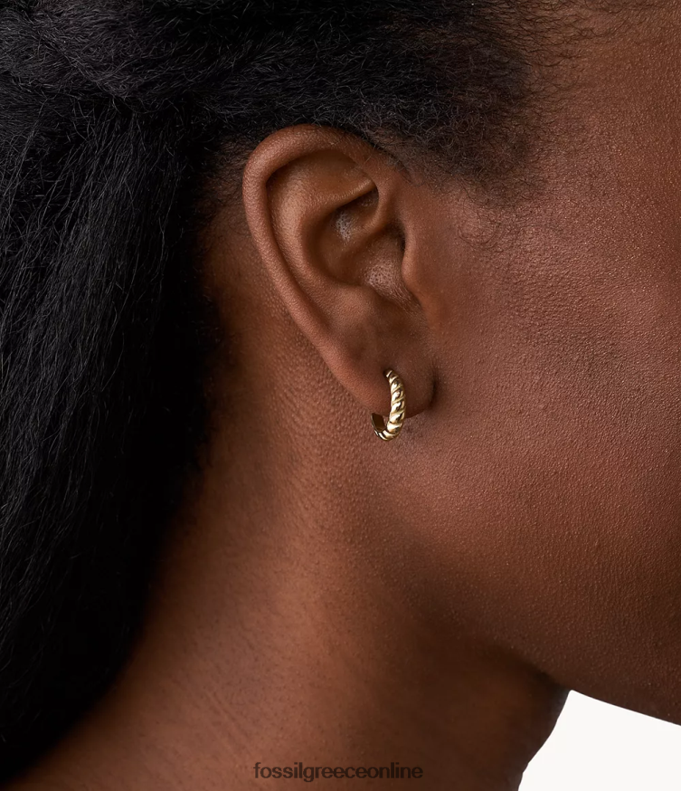 Fossil γυναίκες Sadie vintage twists σκουλαρίκια κρίκοι από ανοξείδωτο ατσάλι FVT06R1060 κοσμήματα χρυσός τόνος