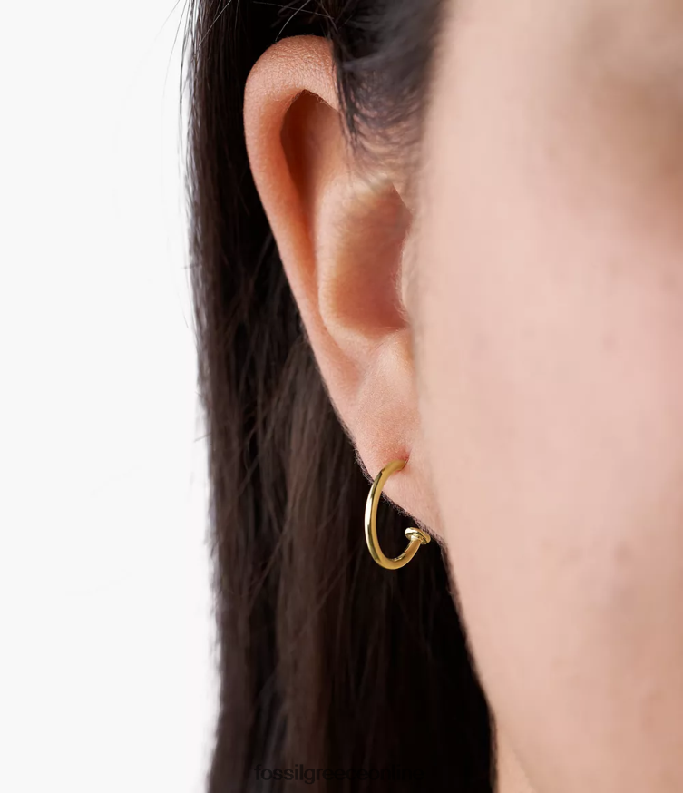 Fossil γυναίκες corra oh τόσο γοητευτικά σκουλαρίκια κρίκοι από ανοξείδωτο ατσάλι FVT06R1257 κοσμήματα χρυσός τόνος