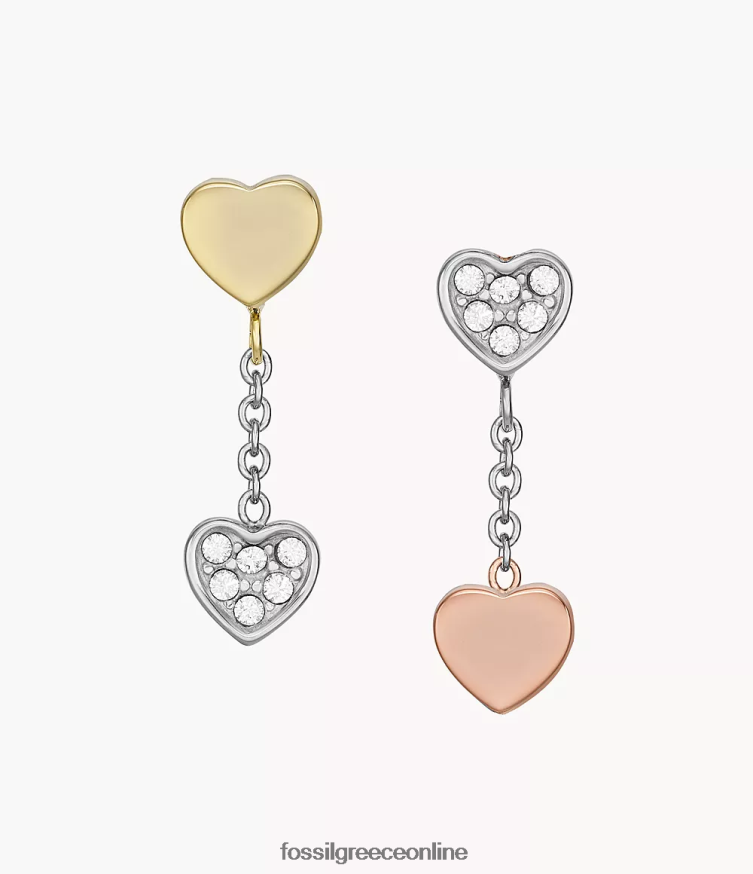 Fossil γυναίκες Σκουλαρίκια σταγόνας από ανοξείδωτο ατσάλι τριών τόνων sadie galentine FVT06R1089 κοσμήματα διχρωμία