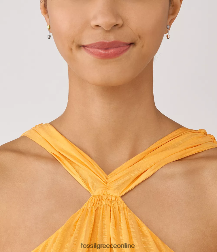 Fossil γυναίκες Σκουλαρίκια σταγόνας από ανοξείδωτο ατσάλι τριών τόνων sadie galentine FVT06R1089 κοσμήματα διχρωμία