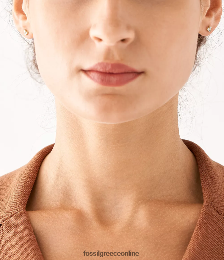 Fossil γυναίκες καρφωτά σκουλαρίκια από ανοξείδωτο ατσάλι sadie trio glitz FVT06R1045 κοσμήματα χρυσός τόνος