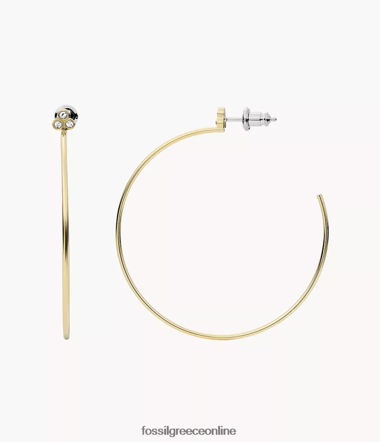 Fossil γυναίκες Σκουλαρίκια κρίκου από ανοξείδωτο ατσάλι sadie trio glitz FVT06R1058 κοσμήματα χρυσός τόνος