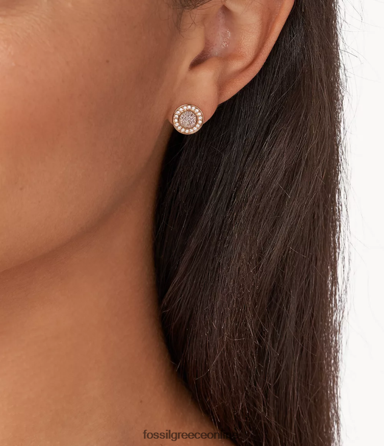 Fossil γυναίκες Σκουλαρίκι sutton halo FVT06R1050 κοσμήματα ροζ χρυσός τόνος