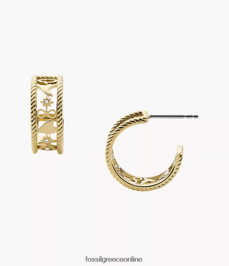 Fossil γυναίκες Σκουλαρίκια κρίκου από ανοξείδωτο χάλυβα sutton icons FVT06R1244 κοσμήματα χρυσαφένιος