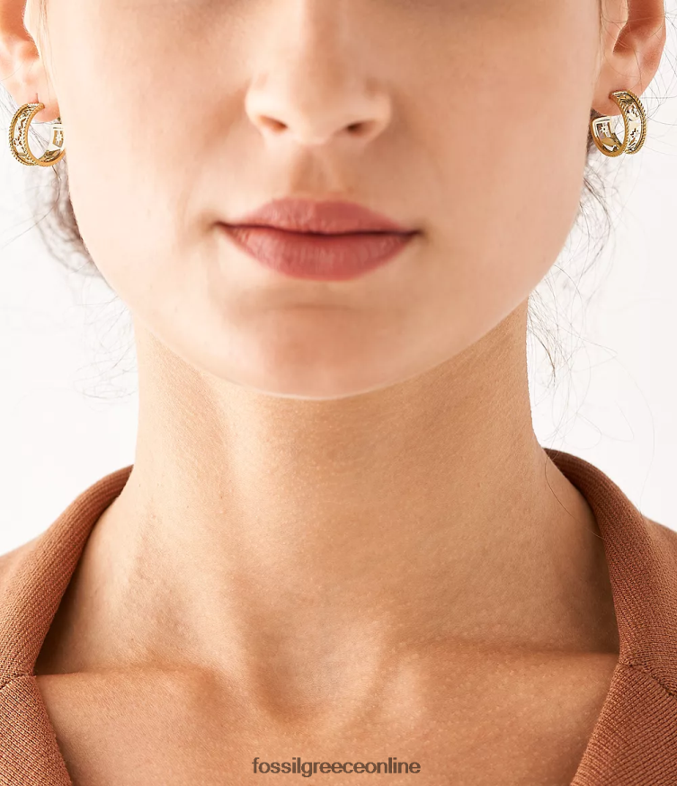 Fossil γυναίκες Σκουλαρίκια κρίκου από ανοξείδωτο χάλυβα sutton icons FVT06R1244 κοσμήματα χρυσαφένιος