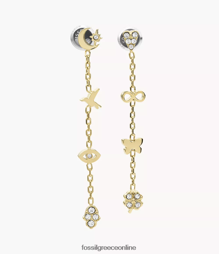 Fossil γυναίκες Σκουλαρίκια σταγόνας από ανοξείδωτο χάλυβα sutton icons FVT06R1304 κοσμήματα χρυσαφένιος