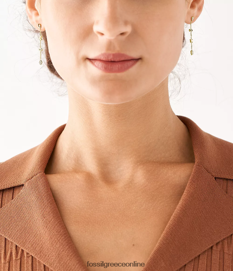 Fossil γυναίκες Σκουλαρίκια σταγόνας από ανοξείδωτο χάλυβα sutton icons FVT06R1304 κοσμήματα χρυσαφένιος