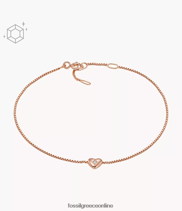Fossil γυναίκες αληθινή αγάπη 14k επιμεταλλωμένο διαφανές εργαστηριακό βραχιόλι σταθμού διαμαντιών FVT06R985 κοσμήματα ροζ χρυσός