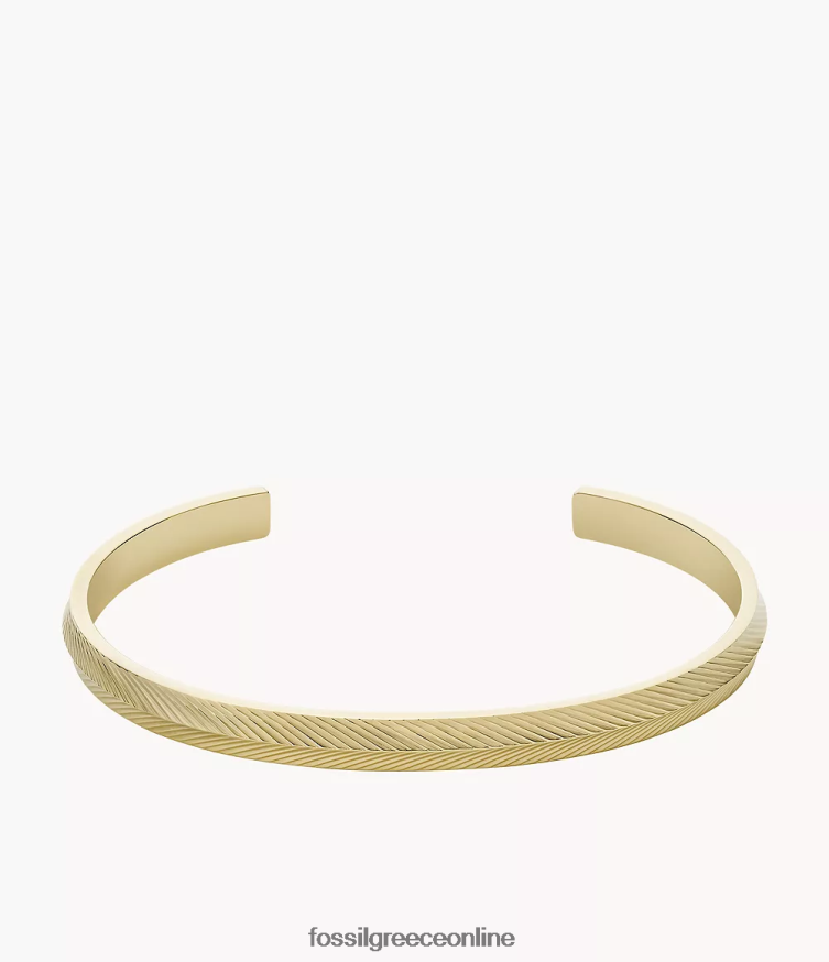 Fossil γυναίκες βραχιόλι βραχιόλι από ανοξείδωτο ατσάλι με γραμμική υφή FVT06R1003 κοσμήματα χρυσός τόνος
