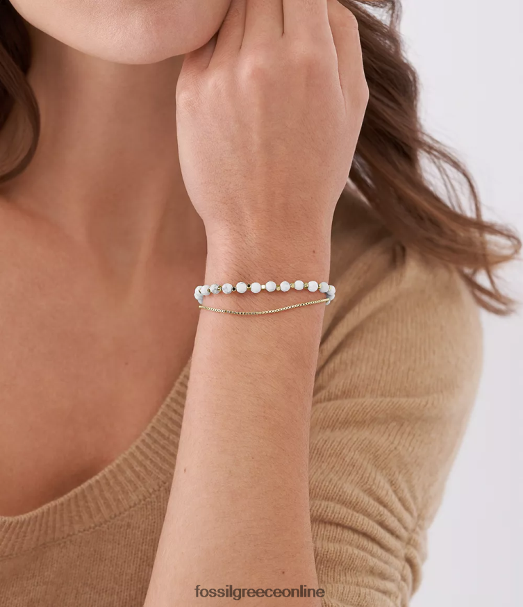 Fossil γυναίκες όλο στοιβαγμένο βραχιόλι με χάντρες με αλυσίδα FVT06R1004 κοσμήματα ουρλιθοειδής