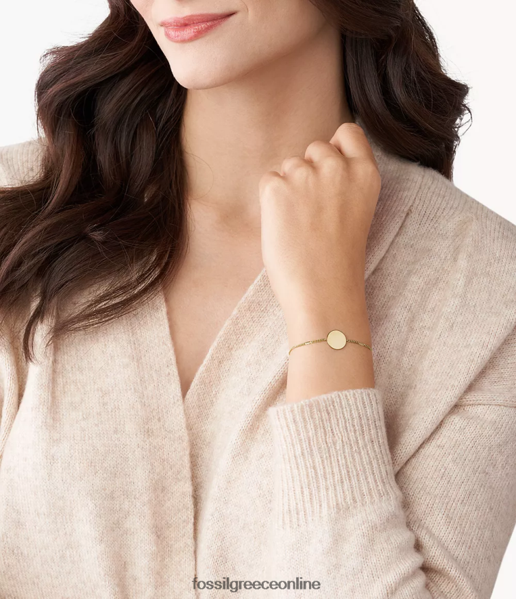 Fossil γυναίκες βραχιόλι από ανοξείδωτο ατσάλι με δίσκο λωρίδας FVT06R1005 κοσμήματα χρυσός τόνος