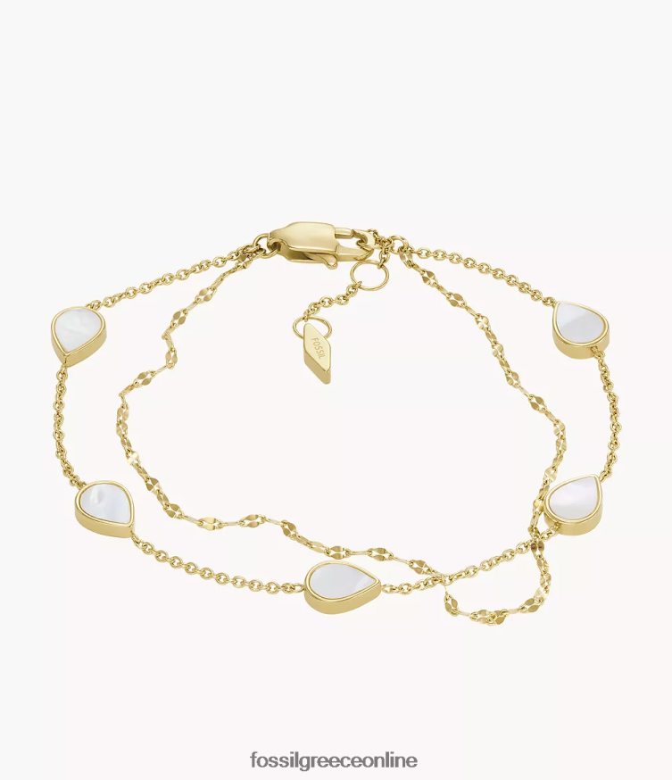 Fossil γυναίκες βραχιόλι με αλυσίδα δάκρυ FVT06R1026 κοσμήματα λευκή μητέρα του μαργαριταριού