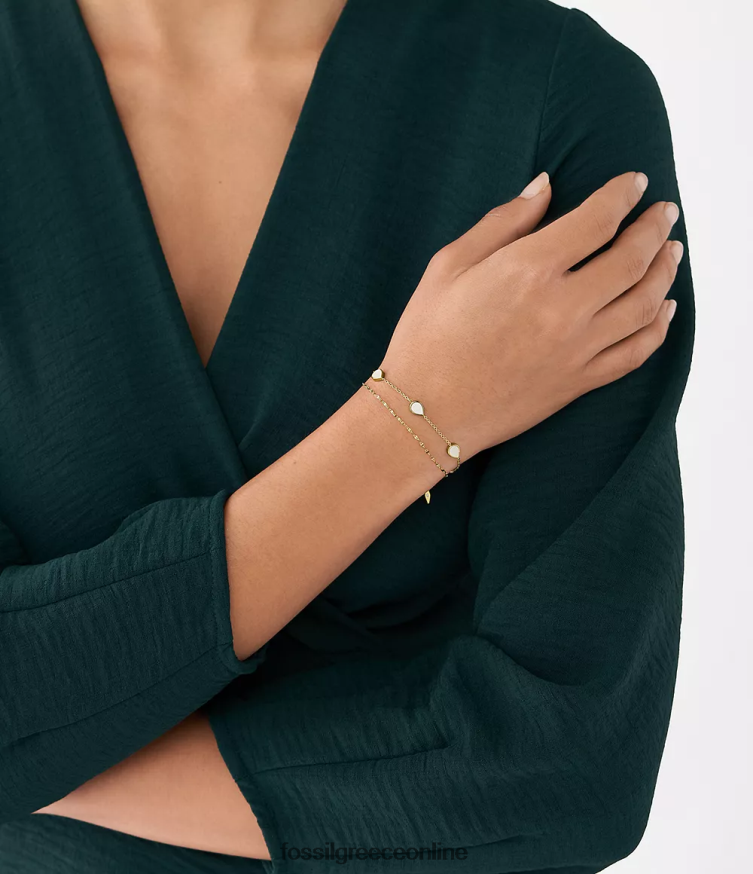 Fossil γυναίκες βραχιόλι με αλυσίδα δάκρυ FVT06R1026 κοσμήματα λευκή μητέρα του μαργαριταριού