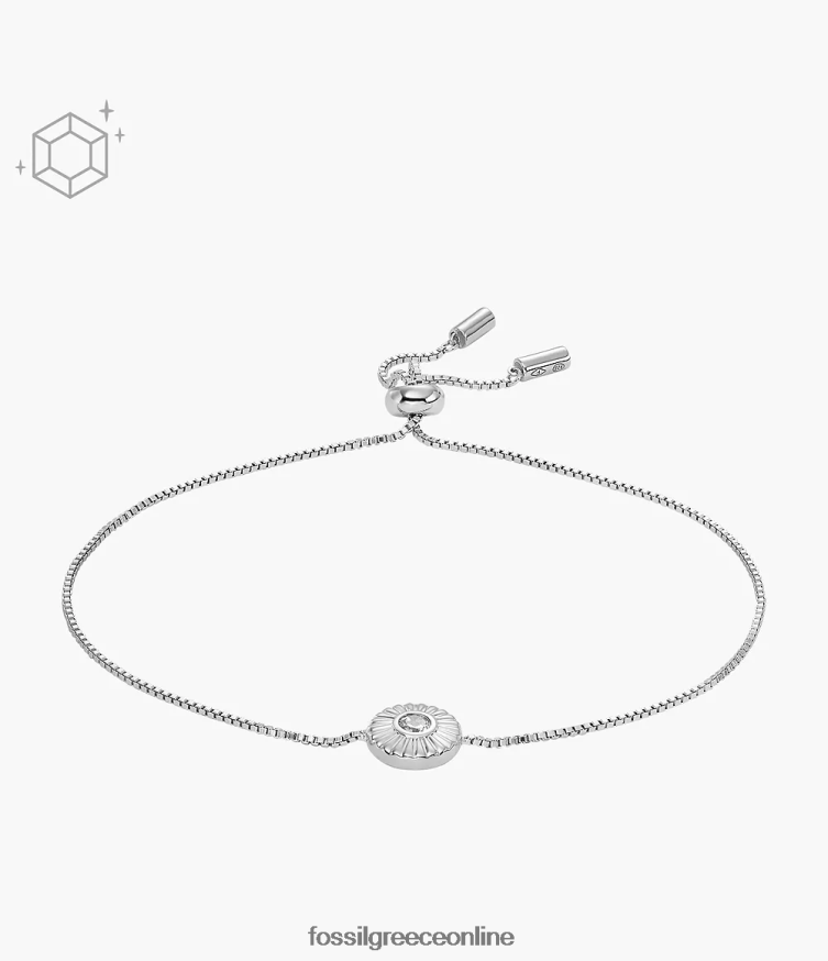 Fossil γυναίκες βραχιόλι με αλυσίδα με κυκλική υφή FVT06R1028 κοσμήματα ασήμι