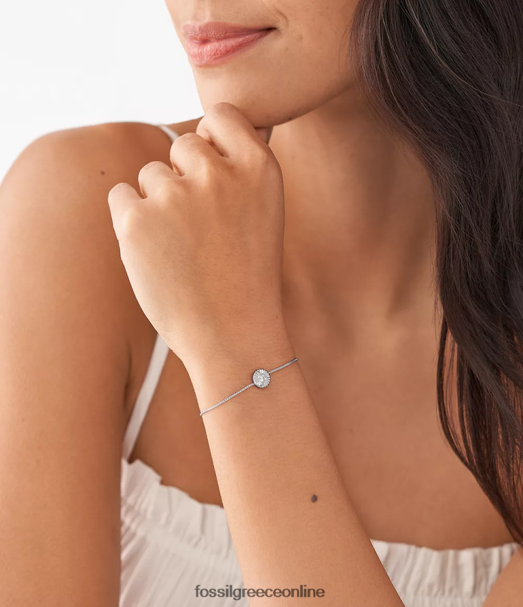 Fossil γυναίκες βραχιόλι με αλυσίδα με κυκλική υφή FVT06R1028 κοσμήματα ασήμι