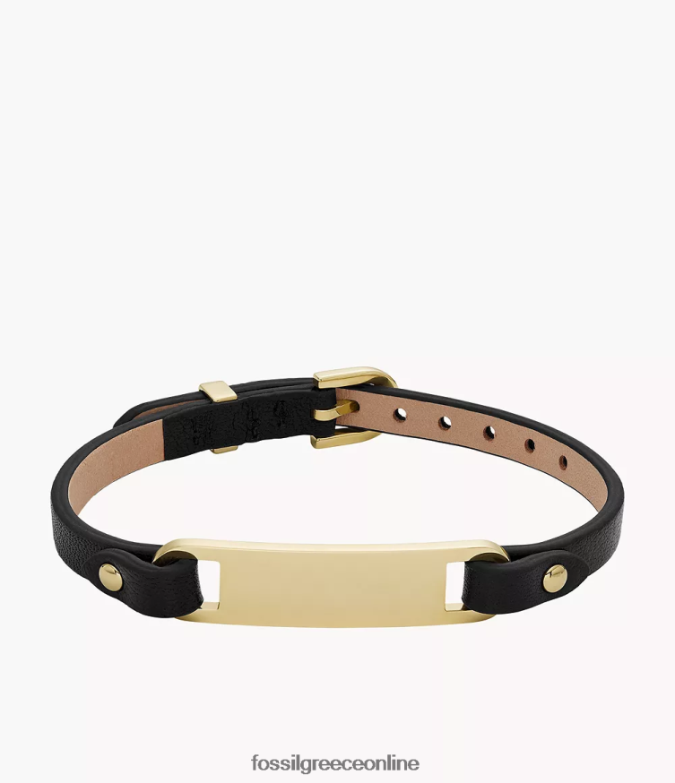 Fossil γυναίκες βραχιόλι με δερμάτινο λουράκι με πλάκα FVT06R980 κοσμήματα μαύρος