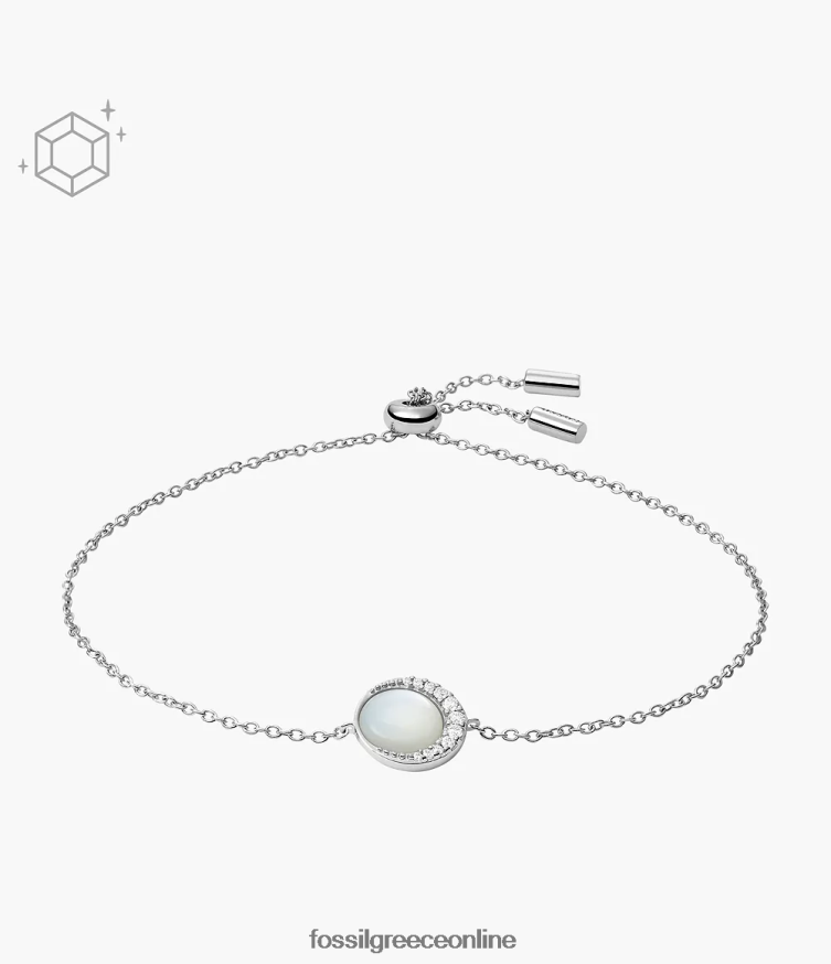 Fossil γυναίκες βραχιόλι με αλυσίδα μισοφέγγαρου FVT06R993 κοσμήματα λευκό μαργαριτάρι