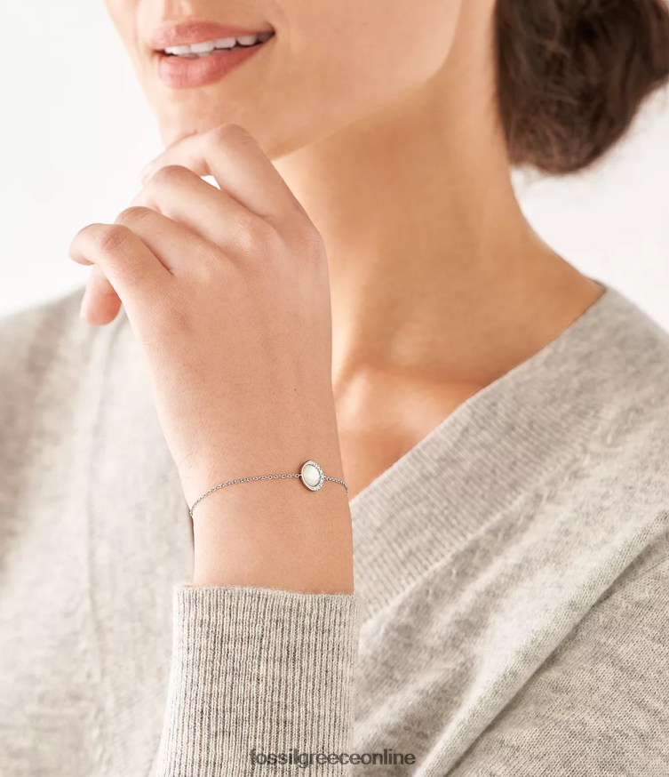 Fossil γυναίκες βραχιόλι με αλυσίδα μισοφέγγαρου FVT06R993 κοσμήματα λευκό μαργαριτάρι