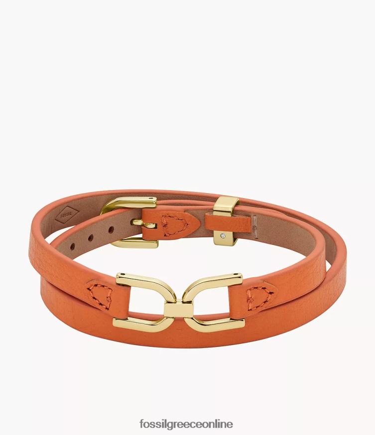 Fossil γυναίκες Heritage d-link δερμάτινο βραχιόλι με λουράκι FVT06R1000 κοσμήματα μονάρχης πορτοκαλί