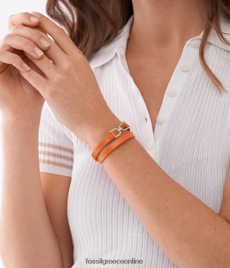 Fossil γυναίκες Heritage d-link δερμάτινο βραχιόλι με λουράκι FVT06R1000 κοσμήματα μονάρχης πορτοκαλί
