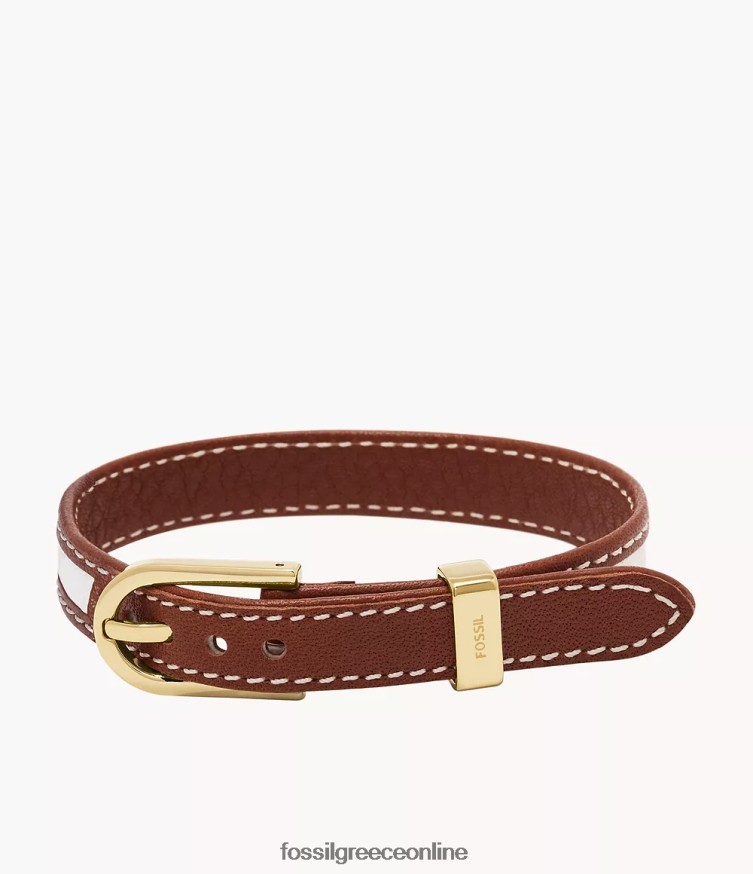Fossil γυναίκες Heritage d-link δερμάτινο βραχιόλι με λουράκι FVT06R1002 κοσμήματα καφέ και λευκό