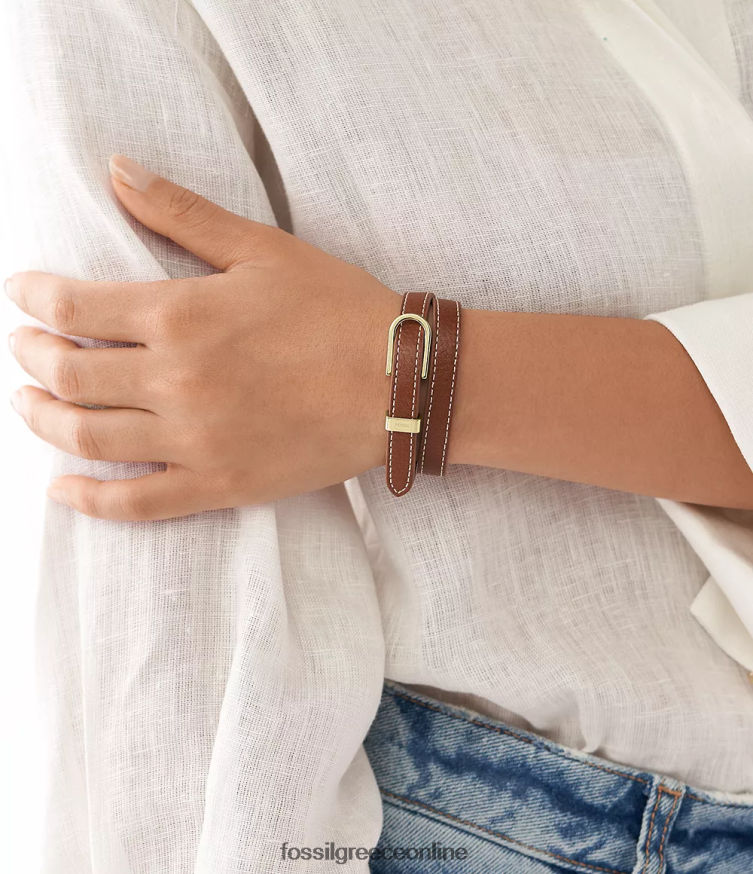 Fossil γυναίκες Heritage d-link δερμάτινο βραχιόλι με λουράκι FVT06R1208 κοσμήματα καφέ