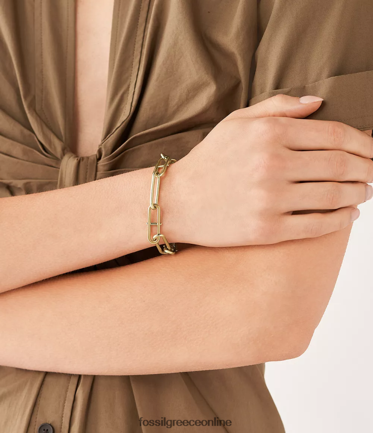 Fossil γυναίκες Heritage d-link αλυσίδα βραχιόλι από ανοξείδωτο ατσάλι FVT06R963 κοσμήματα χρυσός τόνος